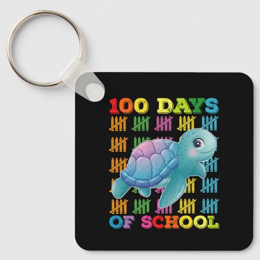 100 dagen van school schildpad leraar student sleutelhanger (Voorkant)