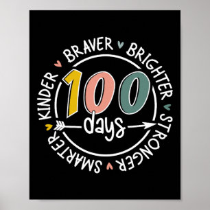 100 dagen van school slimmer kinder sterker bright poster
