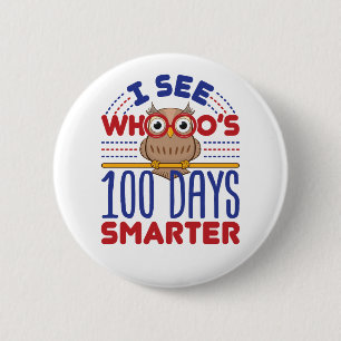 100 Dagen van School Uil Slimmere Leraar Ronde Button 5,7 Cm