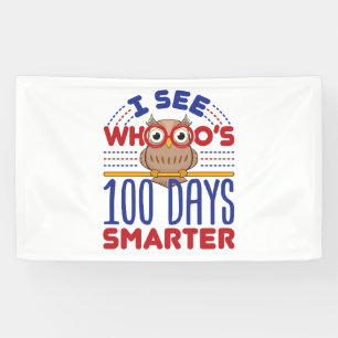 100 Dagen van School Uil Slimmere Leraar Spandoek