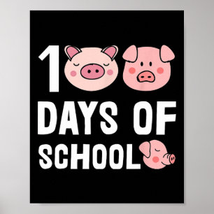 100 dagen van schoolvarken Cartoon leraar Schattig Poster