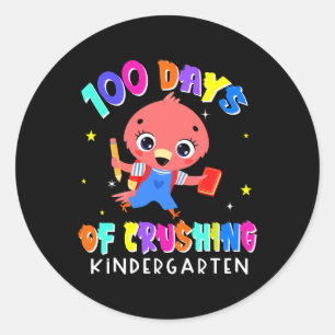 100 dagen van verpletterende kleuterschool Flaming Ronde Sticker