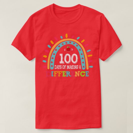 100 dagen verschil 100e schooldag t-shirt (Design voorkant)