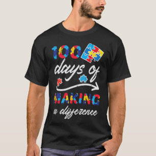 100 dagen verschil maken Autisme-puzzel 100e dag T-shirt