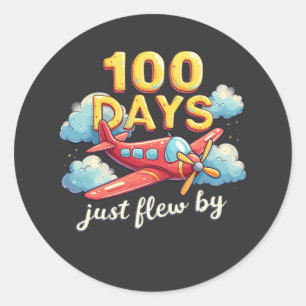 100 dagen vliegen met het vliegtuig 100 dagen scho ronde sticker