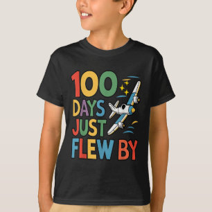 100 dagen vloog net met het vliegtuig 100ste dag v t-shirt