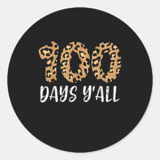 100 dagen Y'all Leopard School Teacher Ronde Sticker