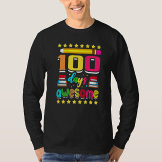 100 Days Awesome Colorful School Pencil Kids Study T-shirt