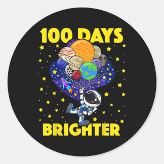 100 Days Brighter 100th Day of School Astronaut SP Ronde Sticker