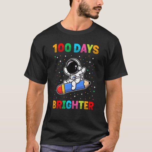 100 Days Brighter 100th Day of School Astronaut Sp T-shirt (Voorkant)