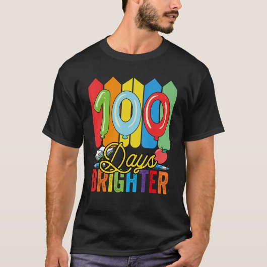100 Days Brighter For Teachers And Kids Students T-shirt (Voorkant)