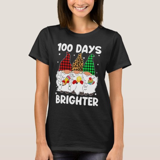 100 Days Brighter Gnomes Student Teacher 100th Day T-shirt (Voorkant)