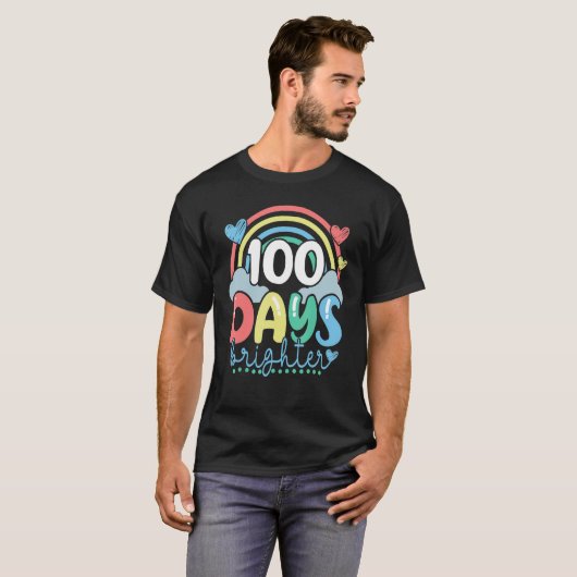 100 Days Brighter Rainbow Teacher Student 100th Da T-shirt (Voorkant volledig)