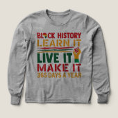 100 Days Learning Black History Afro Education Tee (Motif recto)