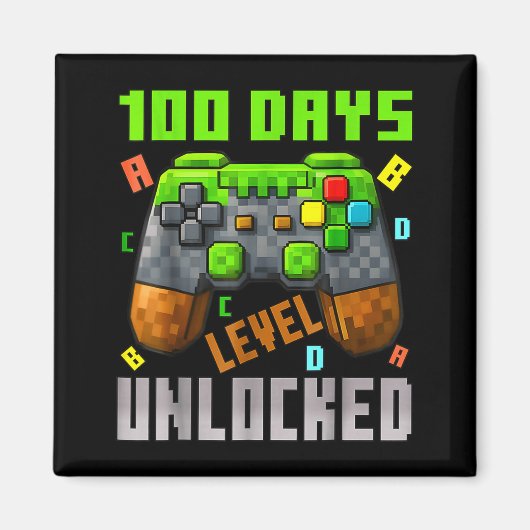 100 Days Level Unlocked Gaming 100 Days Of School  Magneet (Voorkant)