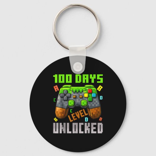100 Days Level Unlocked Gaming 100 Days Of School  Sleutelhanger (Voorkant)