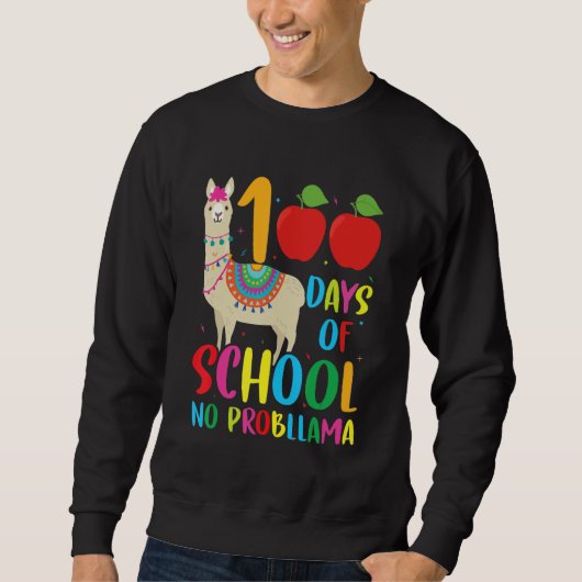 100 Days Llama Alpaca Pun Meme Sarcastic 100th Day Trui (Voorkant)