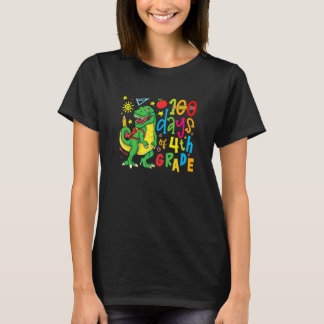 100 Days Of 4th Grade Dino T Rex 100 Day Of School T-shirt