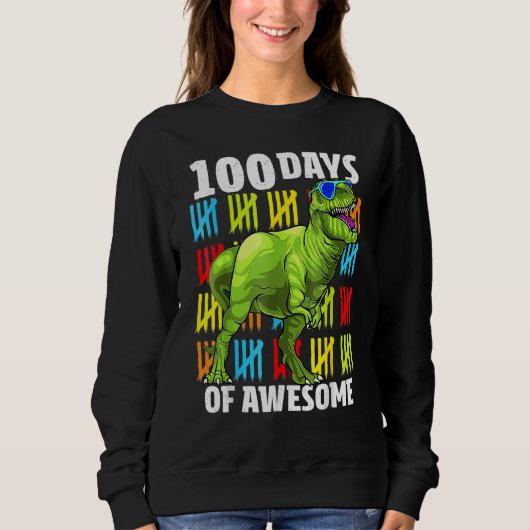 100 Days of Awesome Dinosaur Rex Boys 100th Day Of Trui (Voorkant)