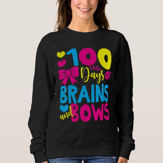 100 Days of Brains And Bows 100 Days Of School Gir Trui (Voorkant)