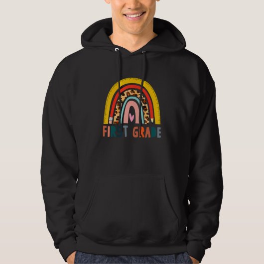100 Days of First Grade Leopard Rainbow Back to Sc Hoodie (Voorkant)