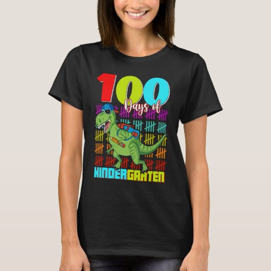 100 Days Of Kindergarten Dinosaur Rex Dinosaur  Bo T-shirt (Voorkant)