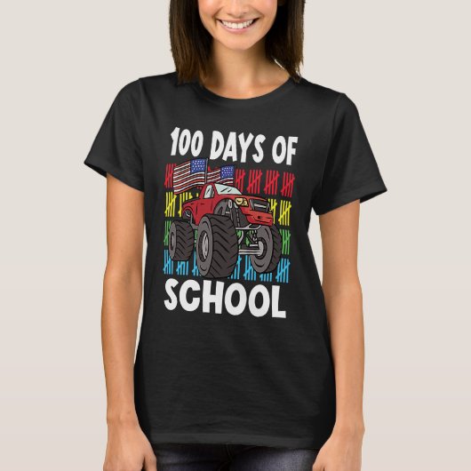 100 Days Of Kindergarten Mosnter Trucks  1 T-shirt (Voorkant)