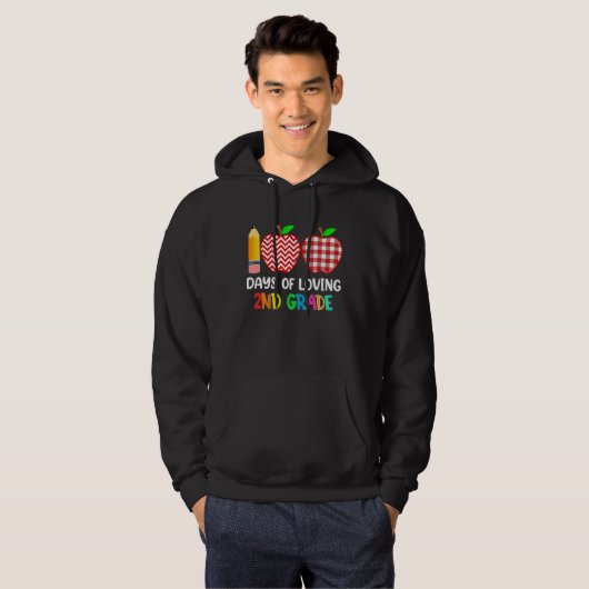 100 Days of Loving 2nd Grade Second Grade Teacher Hoodie (Voorkant volledig)