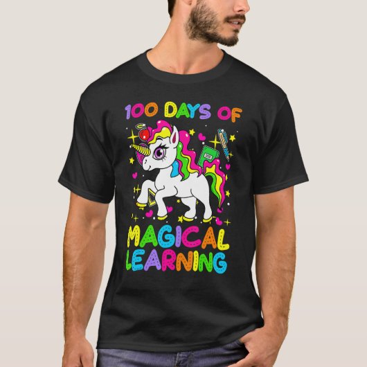 100 Days Of Magical Learning 100th Day Of School U T-shirt (Voorkant)