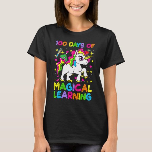 100 Days Of Magical Learning 100th Day Of School U T-shirt (Voorkant)