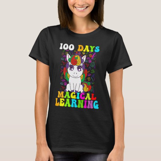 100 Days Of Magical Learning 100th Day Of School U T-shirt (Voorkant)