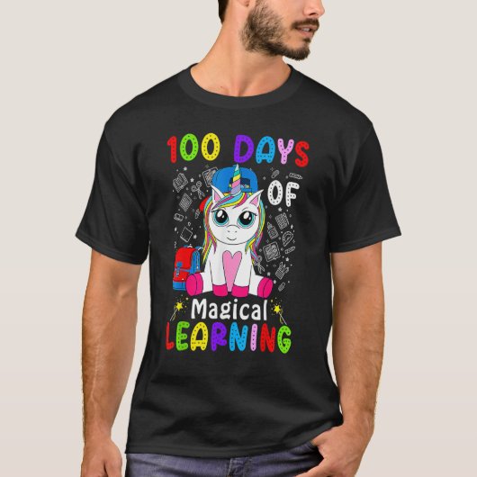 100 Days of Magical Learning School Smarter Dabbin T-shirt (Voorkant)