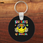 100 Days Of School 100th Day Smile Groovy Face Tea Sleutelhanger (Voorkant)