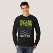 100 Days of School 3rd Grade Frog Time Flies Boys  T-shirt (Voorkant volledig)