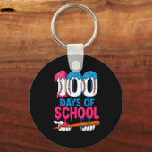 100 Days Of School Baseball Drip Bat 100th Day Of  Sleutelhanger (Voorkant)