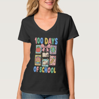 100 Days of School Coquette 100 Days Smarter 100th T-shirt