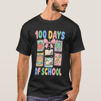 100 Days of School Coquette 100 Days Smarter 100th T-shirt