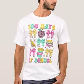 100 Days of School Coquette Bow 100ste Dag van de  T-shirt