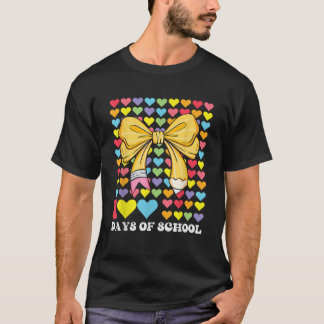 100 Days of School Coquette Bow Hearts 100th Day T-shirt