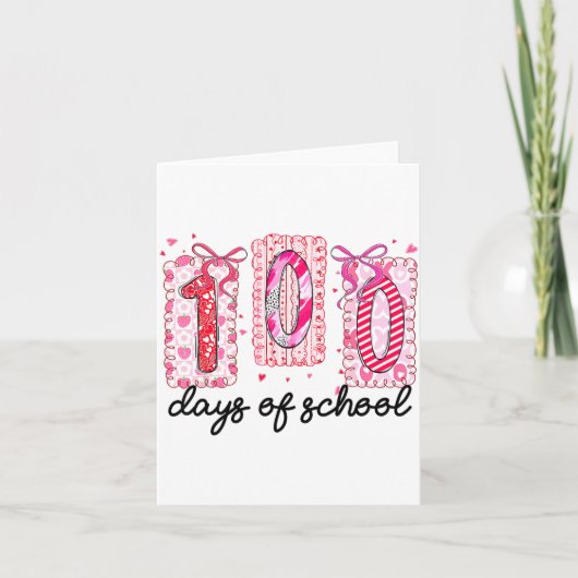 100 Days Of School Coquette Valentine Girls Teache Kaart (Voorkant)