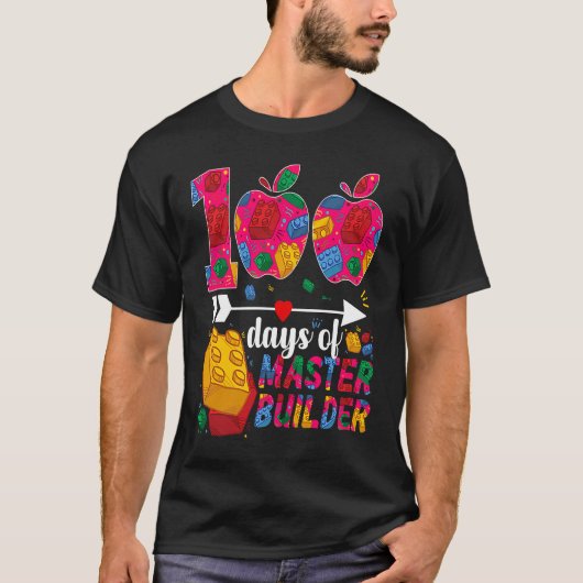 100 Days of School Cute Toy Build Bricks Teacher S T-shirt (Voorkant)