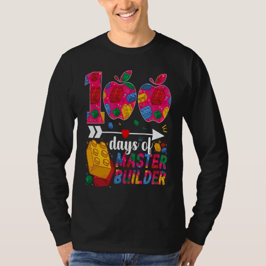 100 Days of School Cute Toy Build Bricks Teacher S T-shirt (Voorkant)