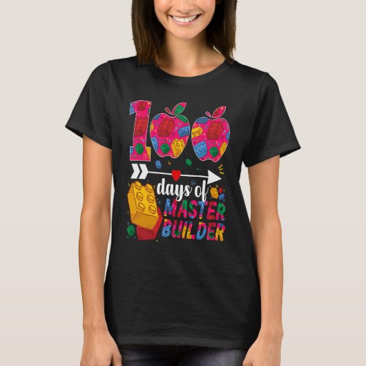 100 Days of School Cute Toy Build Bricks Teacher S T-shirt (Voorkant)