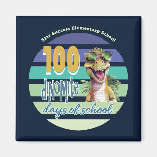 100 Days of School Dinosaur Monogrammed Magneet