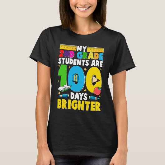100 Days of School for 2nd Grade Teacher T-shirt (Voorkant)