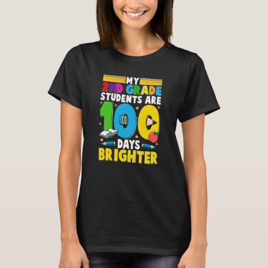 100 Days of School for 2nd Grade Teacher T-shirt (Voorkant)