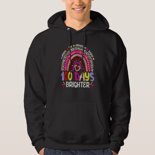 100 Days Of School For Brighter Teacher Rainbow Le Hoodie (Voorkant)