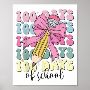 100 Days of School Girls Coquette Bow 100e dag Poster