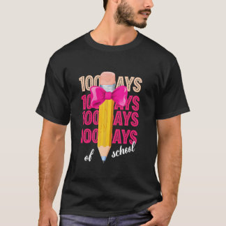 100 Days of School Girls Coquette Bow 100ste dag v T-shirt