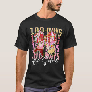 100 Days of School Girls Coquette Bow 100ste dag v T-shirt